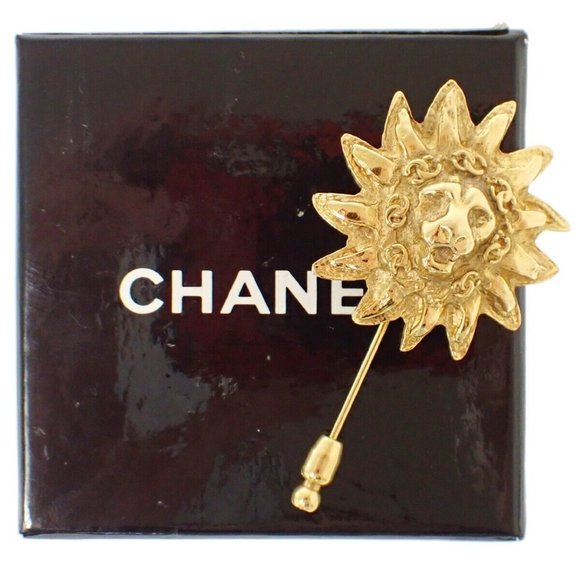 CHANEL CC Logo Pin Brooch GHW France Accessory Vintage - Picture 1 of 8